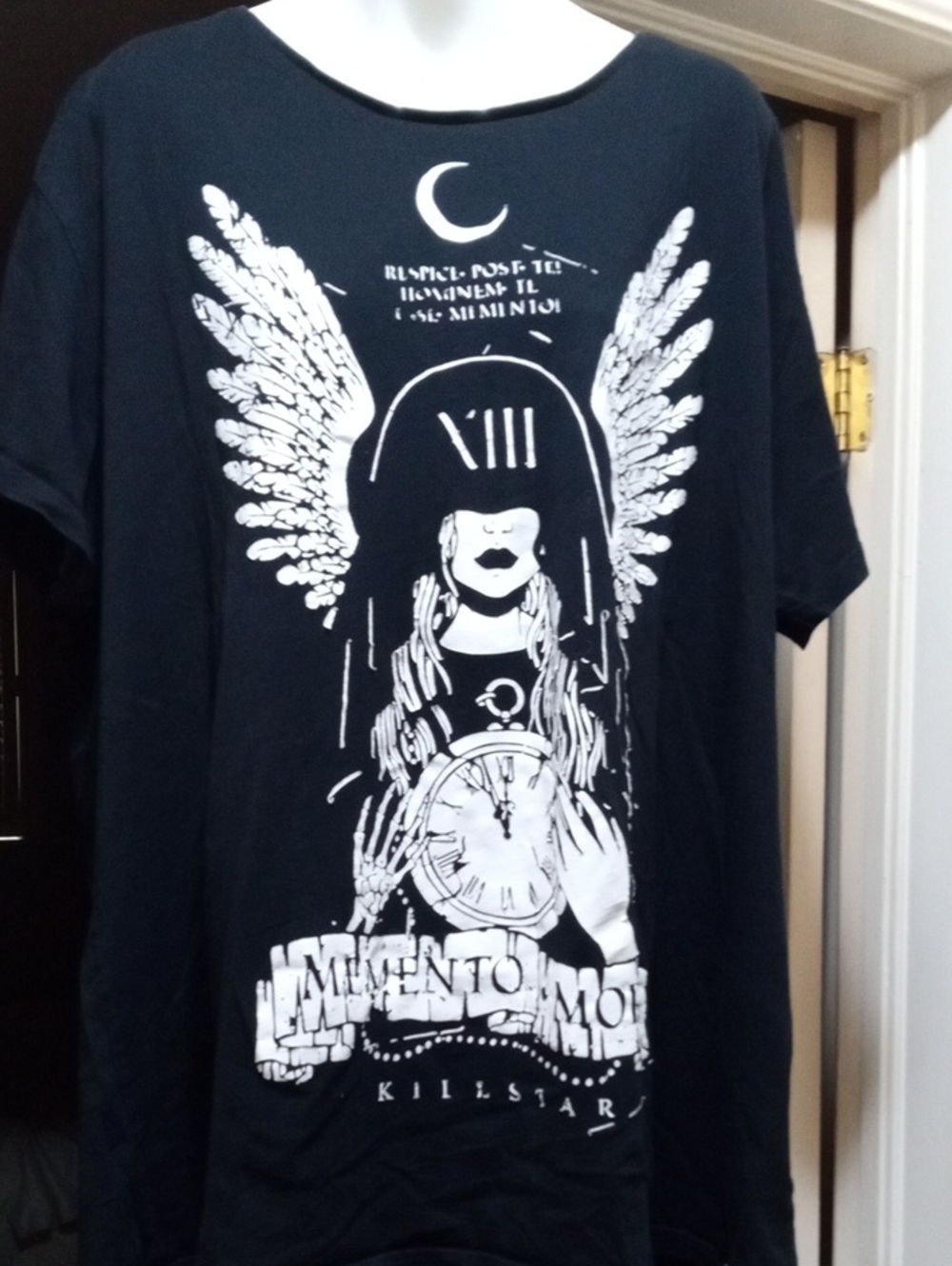 Killstar Black Tee with White Memento Mori Graphic Bust 54